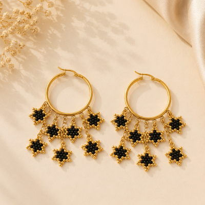 Brincos aros estrelas