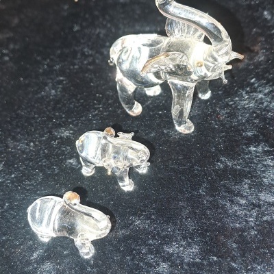 3 elefantes de cristal amuleto da sorte / 3 lucky charm crystal elephants