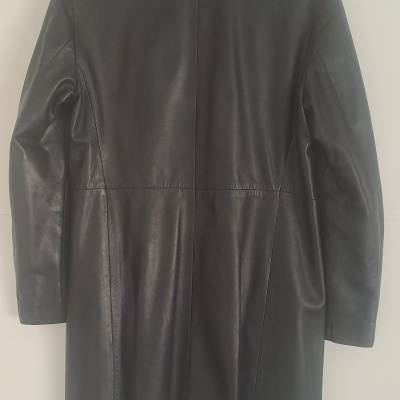 Sobretudo de Senhora em Pele Genuína Preta – Made in Italy / Women's Overcoat in Black Genuine Leather – Made in Italy