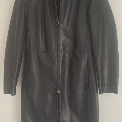 Sobretudo de Senhora em Pele Genuína Preta – Made in Italy / Women's Overcoat in Black Genuine Leather – Made in Italy