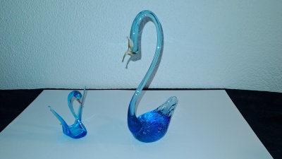 Par de cisnes finissimos em vidro soprado de Murano / Pair of really fine swans in Murano blown glass