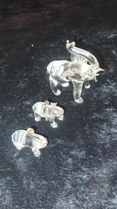 3 elefantes de cristal amuleto da sorte / 3 lucky charm crystal elephants
