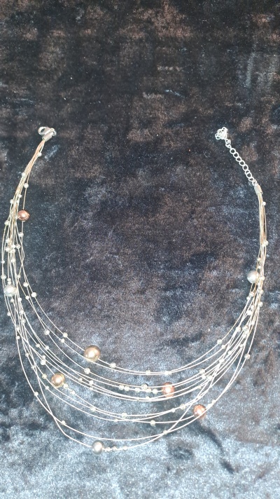 Colar Vintage Anos 70 com Mistura de Fios e Pérolas – Artesanato Grego / Vintage 70's Necklace with Mixture of Threads and Pearls – Greek Crafts