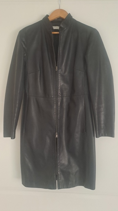 Sobretudo de Senhora em Pele Genuína Preta – Made in Italy / Women's Overcoat in Black Genuine Leather – Made in Italy