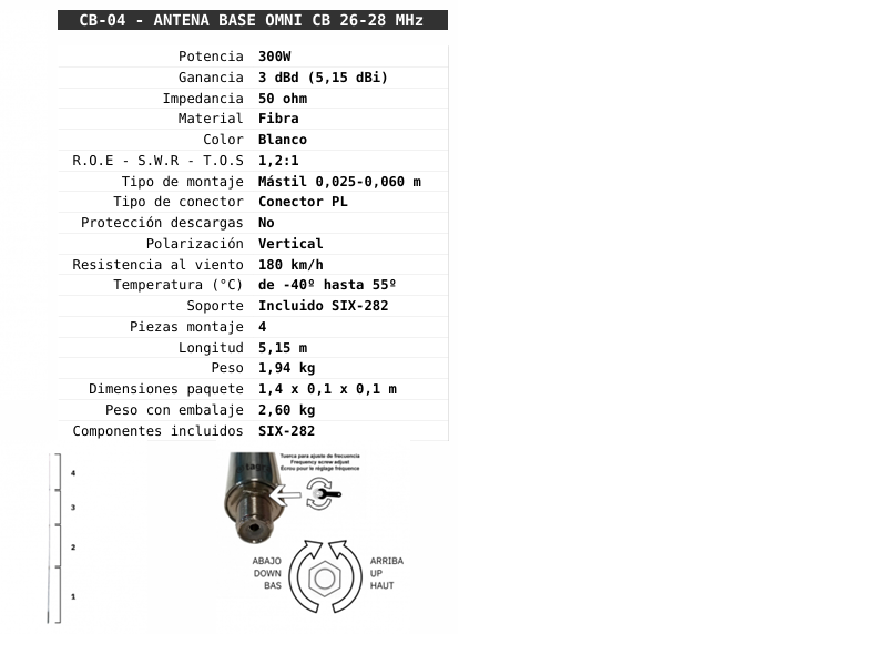 Antena Tagra CB-04 - 4 tramos