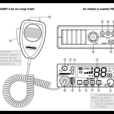 Rádio CB 27Mhz/11m  President BARRY II ASC  - AM/FM  Multinormas