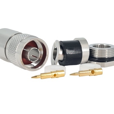 Conector Tipo N  Macho Cabo 10.3mm AIRCOM,ECOFLEX,LMR-400 / RG-213 - Ref UG21SLTA / N1011  N21 Pinos - Made in Germany (Corpo Robusto)
