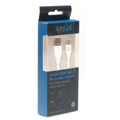 Cabo iggual USB-A-USB-C 100 cm branco Q3.0 3A