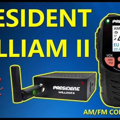 Rádio CB 27Mhz/11m  President WILLIAM II - AM/FM, 12/24V, Micrófono inalámbrico  -  Multinormas