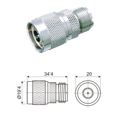 Adaptadora Tipo N Macho | PL 259 UHF Fêmea -Teflon