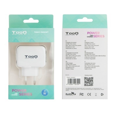 Cargador TOOQ Cargador pared 2xUSB Blanco 17w