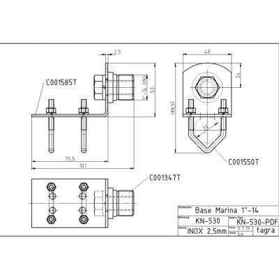 Suporte para Antenas Marítimas VHF e CB  TAGRA KN-530