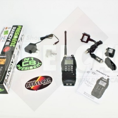 Rádio CB Portátil PRESIDENT RANDY III 27Mhz/11m   - AM FM  Multinormas