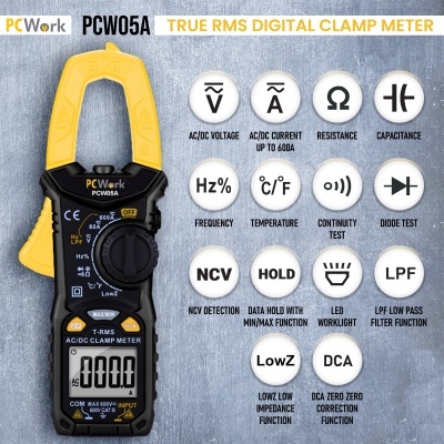 Pinça Amperimétrica  PCWork  PCW05A   AC/DC  TRMS