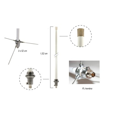 Antena Base Monobanda VHF FALKOS VH-50 - Fibra