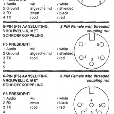 Microfone Dinâmico Rádio CB/27hz JETFON DMC-508/6P | Komunica DM6190/6P  500   OHMS  - Compatível Presidente DNC 518 6P