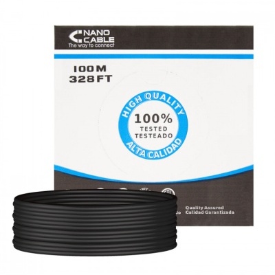 Cabo  Rede  Rígido  UTP CAT6  100M NANOCABLE  Ref 0502  AWG24 CU 100% Preto Exterior