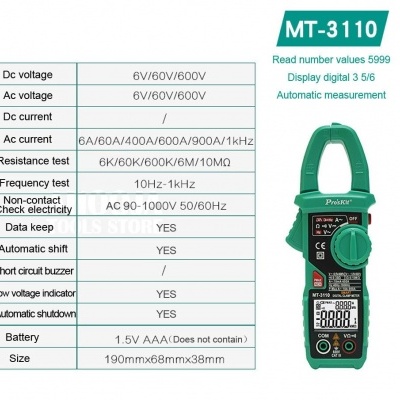 Pinça  Amperimétrica  Digital  AAC  400A  PROSKIT  MT-3110 (Peak)