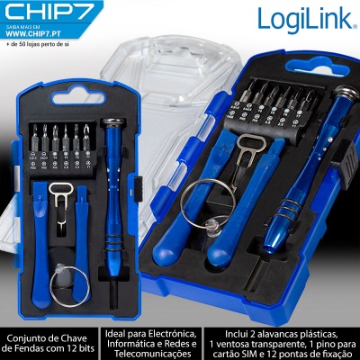 KIT 12BITS + CHAVE FENDAS + ACESSORIOS Logilink WZ0057