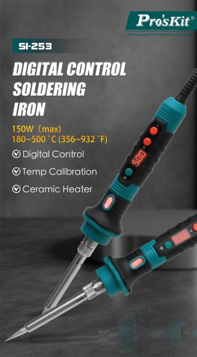 Ferro De Soldar C/ Display Regulável 150W 180/500ºC PROSKIT SI-253B