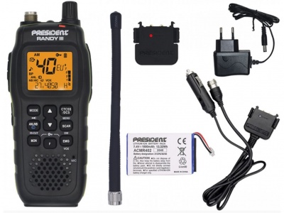 RÁDIO CB PORTATIL PRESIDENT JERRY 27Mhz/11m   - AM FM  Multinormas