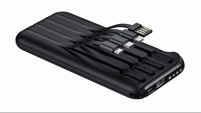 Powerbank  USB 10000mAh 4in1 USB-C, Micro USB, Lightning preto VIPFAN