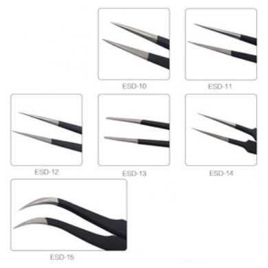 PINÇAS ANTIESTÁTICAS DE PRECISÃO KIT 6 Peças 3002