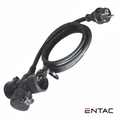 CABO EXTENSÃO TOMADA ELÉTRICA C/ 3 SAÍDAS 0.5M PRETO ENTAC ESE1.5G3-0.5-IP44