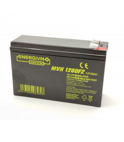 Bateria Chumbo AGM  Marca EnergiVM  Seri  Standard 12V 6Ah High Rate ( Alta Descarga ) MVH1260F2