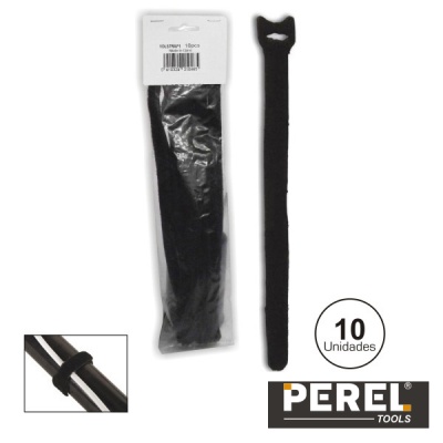 ABRAÇADEIRA VELCRO PRETA 205MM 10X PEREL VI  ECSB200