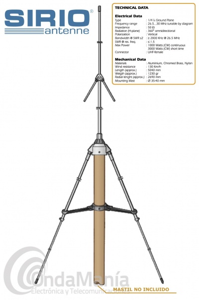 Antena Base  CB  SIRIO STARDUSTER M-400