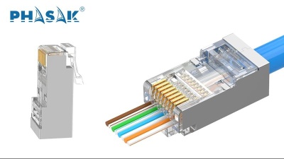 Ficha de Rede RJ45 CAT6   RJ45 de tecnologia passante para cravar de categoria 6.Cabo rede FTP ( Blindado )