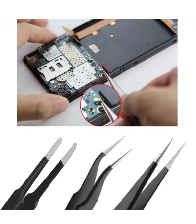 CONJUNTO DE PINÇAS EM AÇO INOXIDÁVEL ESD 9 PEÇAS PCWork PCW08G