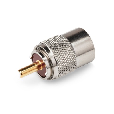 Conector Macho  PL-259 RG-213 / LMR-400 em Baquelite - Pin Dourado