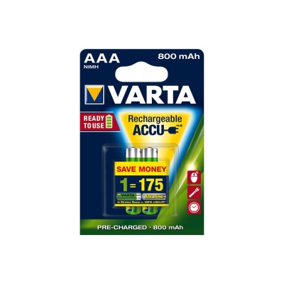 Pilha Varta Recarregável 56703 - AAA 1.2V  (800mAh) - Bl 2 LR03