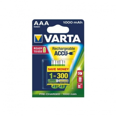 Pilha Varta Recarregável 5703 - AAA 1.2V (1,000mAh) - Bl 2 LR03