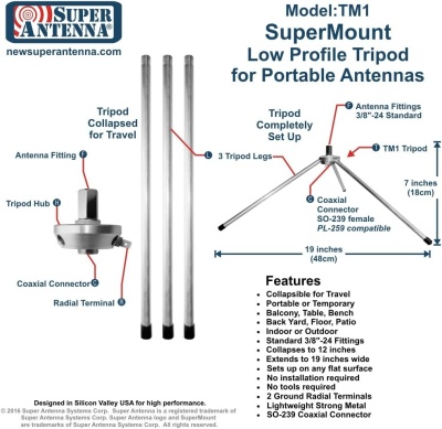 TRÍPODE PARA ANTENA MP-1 BASE 3/8