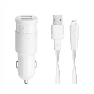 Cargador RIVACASE Carga. Auto 3.4A  2xUsb lightning MFI