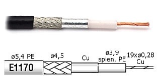 Cabo Coaxial  50  Ohms   H-155 Belden e SSB  5.4MM (PTFE) - Cobre