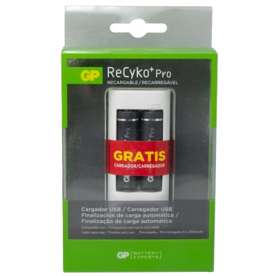 Cargador de Pilhas UNIVERSAL 2 cales de carga para AA o AAA incluye 2 pilas AA 2000mAh GP GPG393