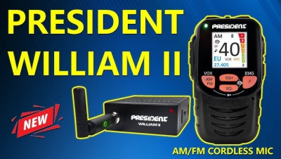 Rádio CB 27Mhz/11m  President WILLIAM II - AM/FM, 12/24V, Micrófono inalámbrico  -  Multinormas