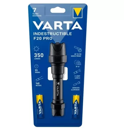 Lanterna de Mão VARTA Alumínio LED de 6 Watts Indestrutível Varta F20 Pro 350 Lumens