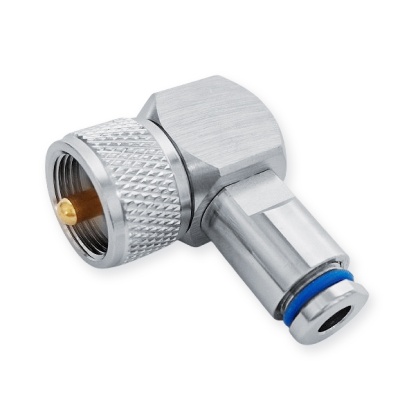 Conector Tipo UHF PL-259 90º  Macho UG-UHF-SPECIAL-6 Cabo H-155, LMR-195, RG-58  Made in Germany Cabo 5 e 5.4mm