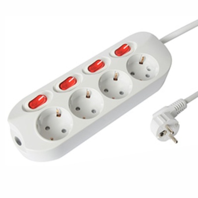 Régua / Extensão Alimentação 4x Schuko C/ Interruptores 1.5m