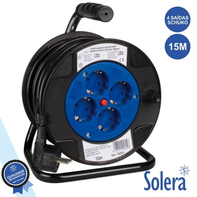 EXTENSÃO ELÉTRICA C/ ENROLADOR 4X SCHUKO 15M SOLERA  SLR-7423/2