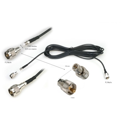 Cabo Coaxial RG-58  Pré Montado Chicote SIRTEL 5.5m tipo 1xpl-259 / 1xFME + 1x Adaptadoras FME/PL-259  Ref SRTA-530-FME