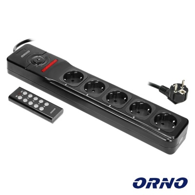 EXTENSÃO ELÉTRICA 5X SCHUKO E COMANDO S/ FIOS ORNO OR-AE-13132(GS)