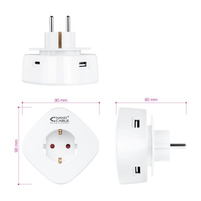 Cargador Nanocable Carregador universal 3 USB's + plugue