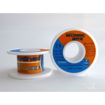 Solda  Estanho em fio  100Gr Sn63 Pb37 0.2,0.3, 0.5,0.8, 1.0mm Mechatronic