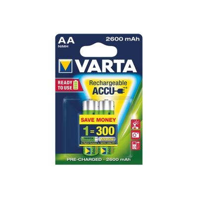 Pilha Varta Recarregável 5716 - AA 1.2V (2,600mAh) - Bl 2  LR06